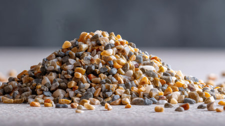 A high-quality image of a colorful pile of gravel showcasing a variety of natural textures and earthy tones, perfect for backgrounds or decorative projects.の素材