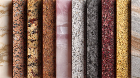This image showcases a diverse collection of natural stone samples, featuring various colors and textures ideal for design, architecture, and landscaping projects.の素材