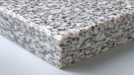 A close-up view of a polished granite stone surface featuring intricate black and white patterns, perfect for home renovation and design projects.の素材