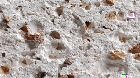 This image showcases a detailed close-up of a natural stone texture featuring earthy tones and irregular patterns, perfect for backgrounds and design projects.の素材