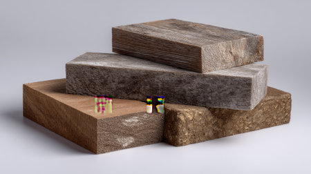 A stunning display of various wood planks showcasing different textures and colors, perfect for design inspiration and creative projects.の素材