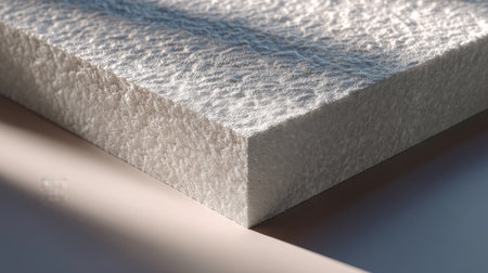 This image captures a detailed close-up of textured white foam material, illuminated by soft natural light, showcasing a minimalist aesthetic perfect for design inspiration.の素材