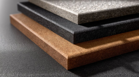 This image features a collection of textured surfaces in varying colors and finishes, perfect for inspiration in design, architecture, and creative projects.の素材