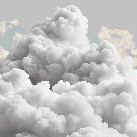 A stunning display of soft and fluffy white clouds scattered across a clear blue sky, offering a serene and peaceful backdrop for various creative projects.の素材