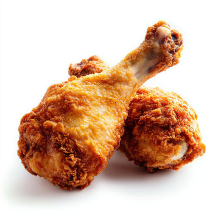 Succulent fried chicken drumstick and wing highlighting golden crispy crust perfect for comfort food lovers. Ideal for meals and social gatherings.の素材