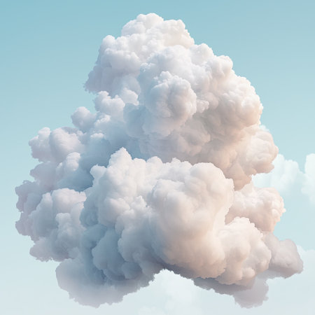 A stunning display of fluffy white clouds set against a vivid blue sky, creating a peaceful and serene atmosphere perfect for nature and outdoor themes.の素材