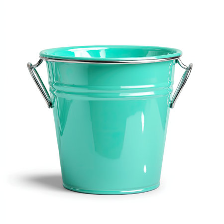 This vibrant turquoise metal bucket features sturdy handles and a glossy finish, perfect for storage, gardening, or stylish decor in any space.の素材