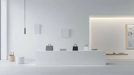 A product display setup on a plain white surface, ideal for e-commerceの素材