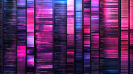 An abstract design featuring vibrant stripes in shades of purple and pink. Ideal for modern decor, this artistic wallpaper captures energy and creativity through its dynamic composition.の素材