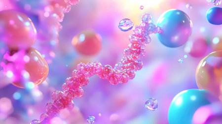 This vibrant abstract image features colorful bubbles and swirls, creating a lively and dynamic atmosphere. Perfect for modern design projects.の素材