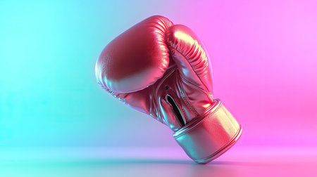 A vivid boxing glove stands out against a colorful background, symbolizing strength and determination. Ideal for fitness and sports themes, this image conveys energy and motivation.の素材
