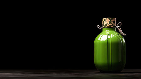 This green military-style water bottle features a camouflage cap, perfect for hiking enthusiasts, outdoor adventures, and eco-conscious individuals.の素材