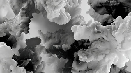 Explore this captivating black and white abstract artwork featuring swirling smoke that creates a unique interplay of shapes and textures. Perfect for modern design projects.の素材