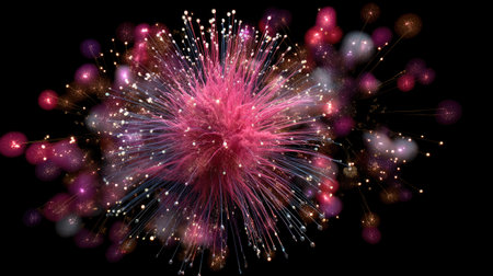 A striking abstract background featuring a vibrant explosion of colorful sparkles and light effects, perfect for creative designs and artistic projects.の素材