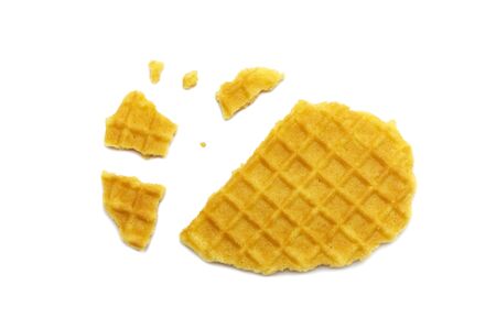 Waffle crisp butter flavor biscuits isolated on white background.の写真素材