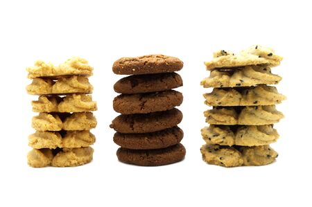 Collection of cookies and biscuit with different flavor, chocolate chip butter, vanilla and black...