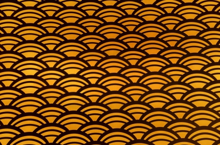 Orange and black seamless scalloped patternの写真素材