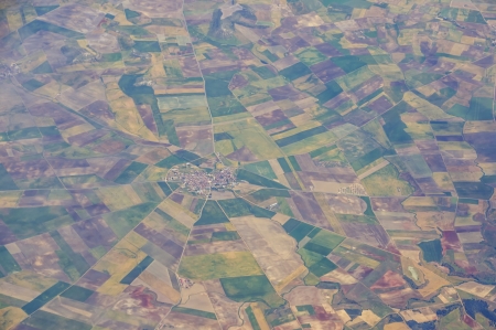 Aerial view of agricultural fields of Spainの写真素材