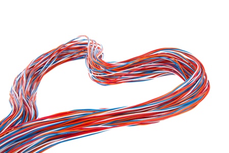 Fiber cable in the form of a heart isolated on white background
