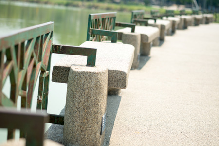 stone bench in the parkの写真素材