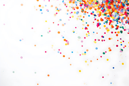 Colorful confetti on a white background. Generated AI.の素材