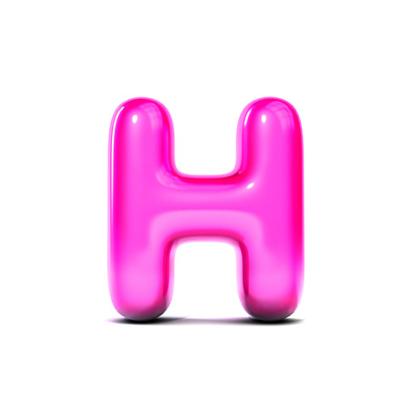 glossy letter H bubble font isolated on white background. 3D Renderingの写真素材
