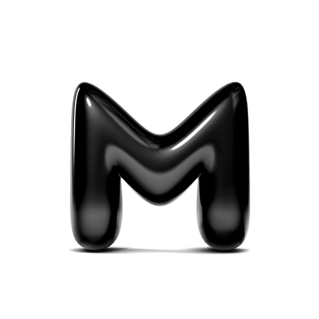 glossy letter M bubble font isolated on white background. 3D Renderingの写真素材