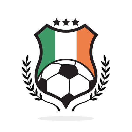 Ireland national flag football crest, a logo type illustrationのイラスト素材