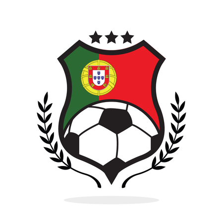 Portugal national flag football crest, a logo type illustrationのイラスト素材