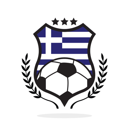 Greece national flag football crest, a logo typeのイラスト素材