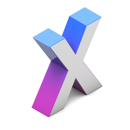 Letter X. Isometric lettering font with pink blue gradientの写真素材