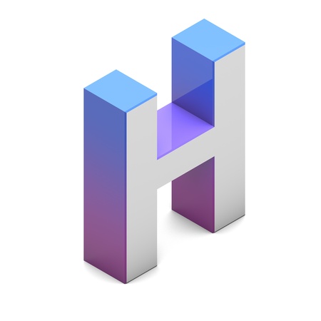 Letter AH Isometric lettering font with pink blue gradientの写真素材