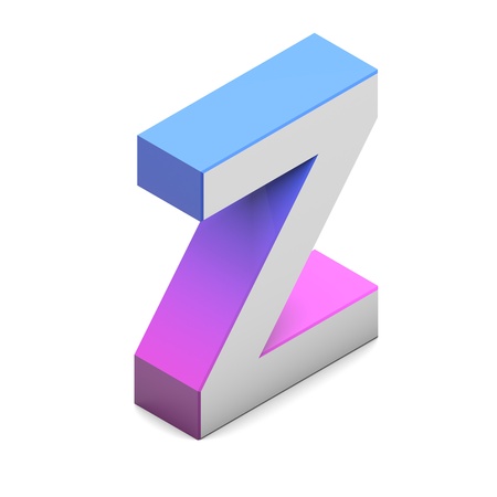 Letter Z. Isometric lettering font with pink blue gradientの写真素材