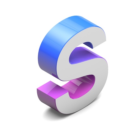 Letter S. Isometric lettering font with pink blue gradientの写真素材