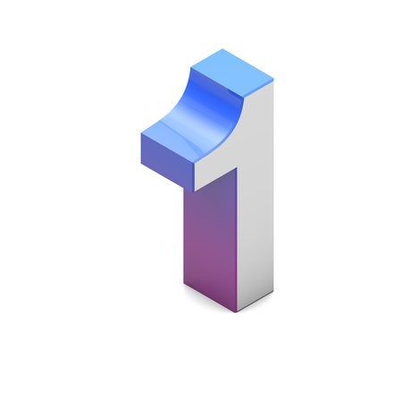 Number 1. Isometric lettering font with pink blue gradientの写真素材