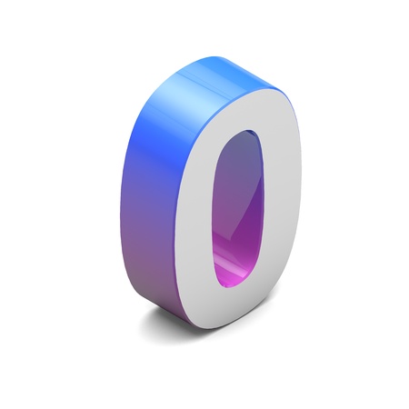 Number 0. Isometric lettering font with pink blue gradientの写真素材