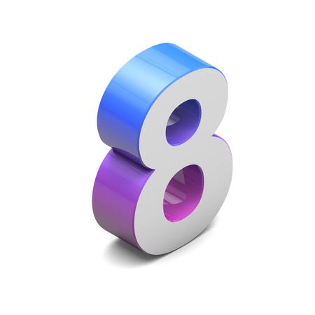 Number 8. Isometric lettering font with pink blue gradientの写真素材
