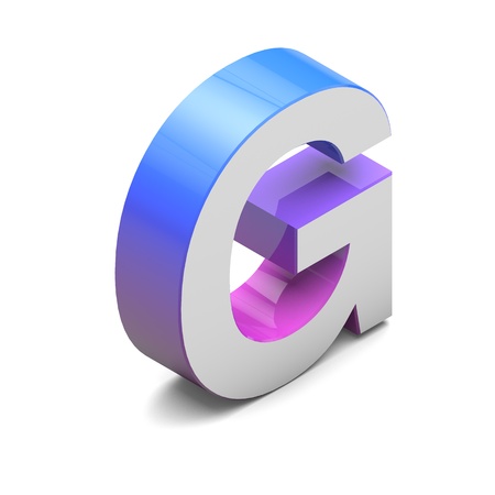 Letter G. Isometric lettering font with pink blue gradientの写真素材