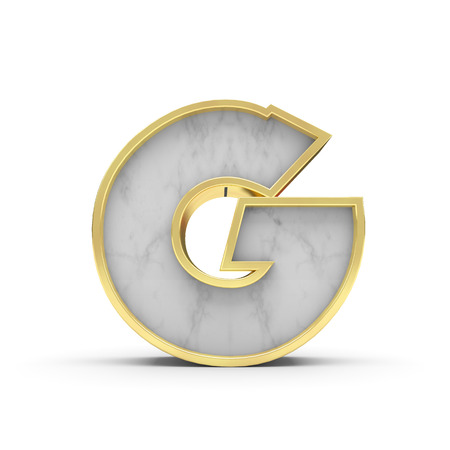 Letter G. Marble and gold lettering font. 3D Renderingの写真素材