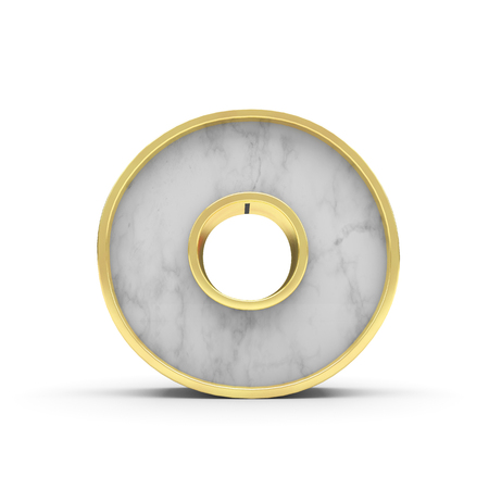 Letter O. Marble and gold lettering font. 3D Renderingの写真素材