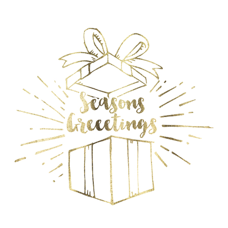 Hand drawn Christmas present backgroundの写真素材