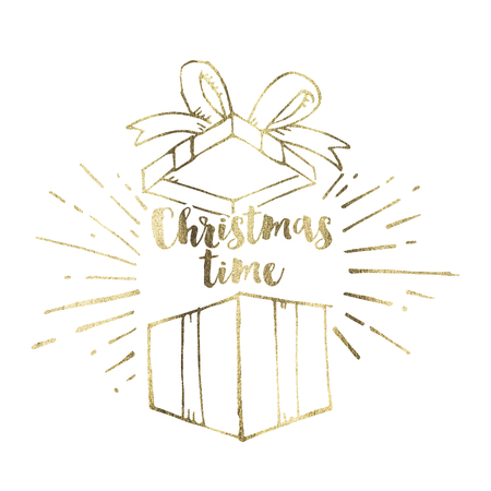 Hand drawn Christmas present backgroundの写真素材