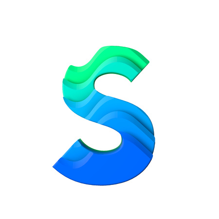 Letter S. Layered wave effect character type. 3D Renderingの写真素材