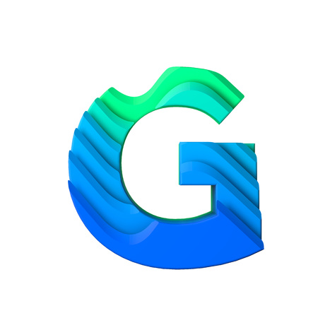Letter G. Layered wave effect character type. 3D Renderingの写真素材