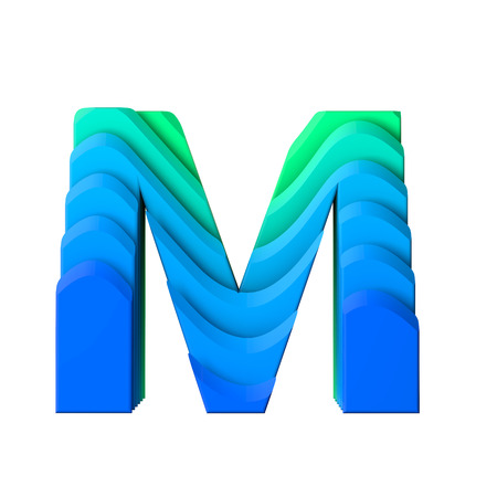 Letter M. Layered wave effect character type. 3D Renderingの写真素材
