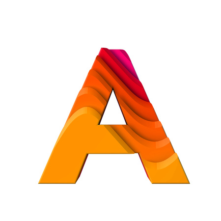 Letter A. Layered wave effect character type. 3D Renderingの写真素材