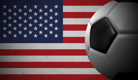 Soccer football against a USA flag background. 3D Renderingの写真素材