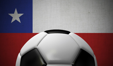 Soccer football against a Chile flag background. 3D Renderingの写真素材