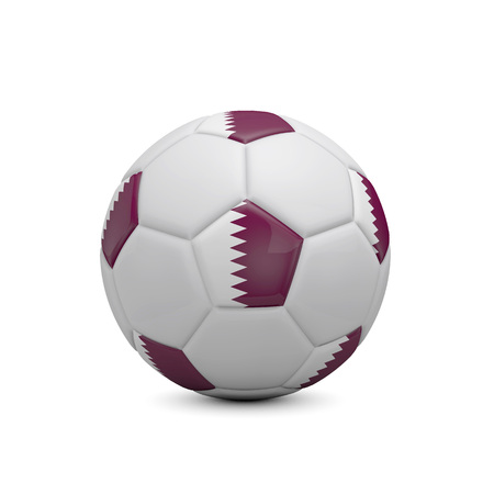 Soccer football with Qatar flag. 3D Renderingの写真素材