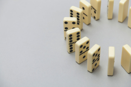 Domino background. Business strategy conceptの写真素材